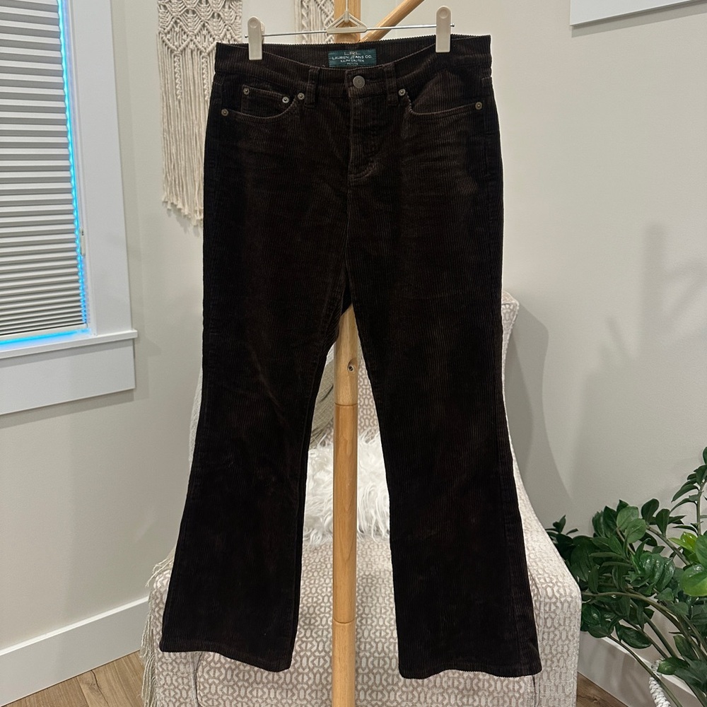 LRL Lauren Jeans Co Chocolate Brown Corduroy Pants Women’s 4P Petite